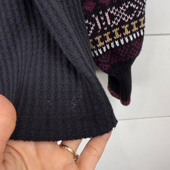 Free‎ People COZY COTTAGE BABYDOLL Knit Sweater Women XS Metallic - Picture 6 of 12